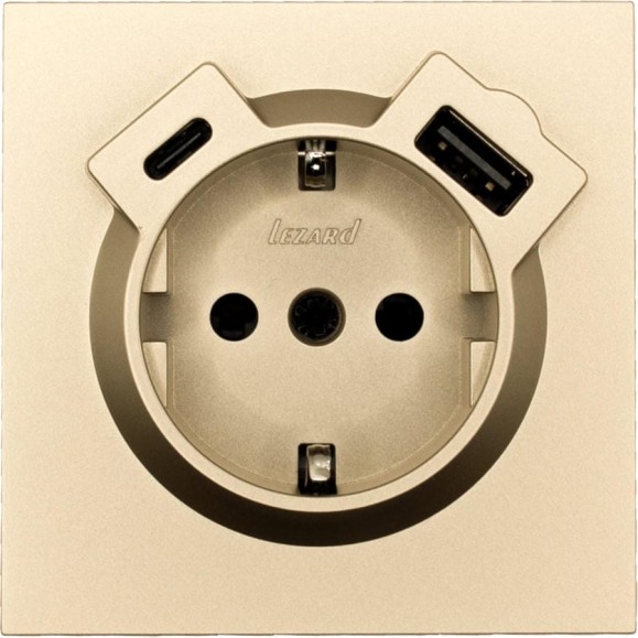Розетка Lezard ZIMA с заземлением TC + USB разъем, золото 704-3688-181TC Розетка Lezard ZIMA с заземлением TC + USB разъем, золото 704-3688-181TC