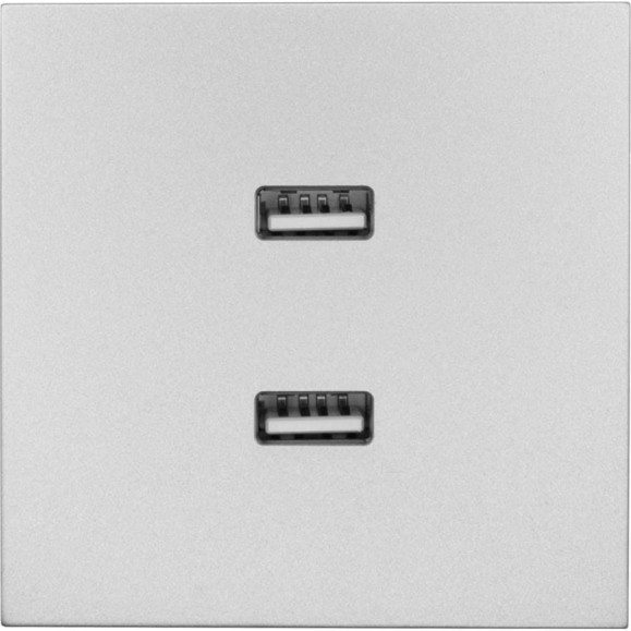 Розетка 2-ая USB разъем Lezard ZIMA серый матовый 704-7488-192