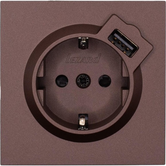 Розетка Lezard ZIMA с заземлением + USB разъем, шоколад 704-7388-181 Розетка Lezard ZIMA с заземлением + USB разъем, шоколад 704-7388-181