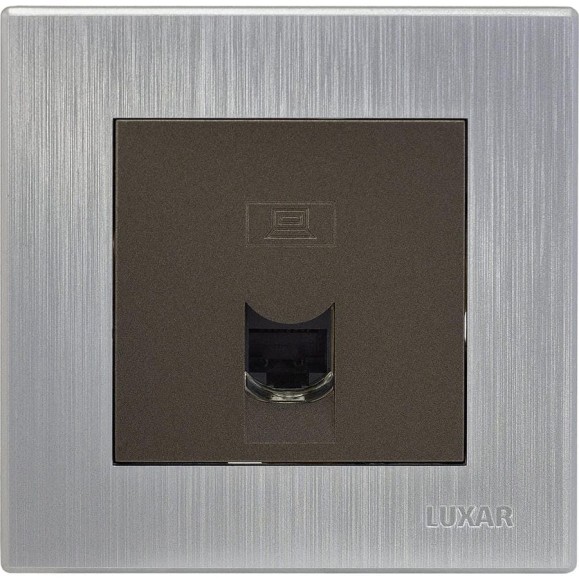 Розетка компьютерная Luxar Mosaic с/у RJ-45 титан/серебро с рамкой (20.045.05) 4606400430582