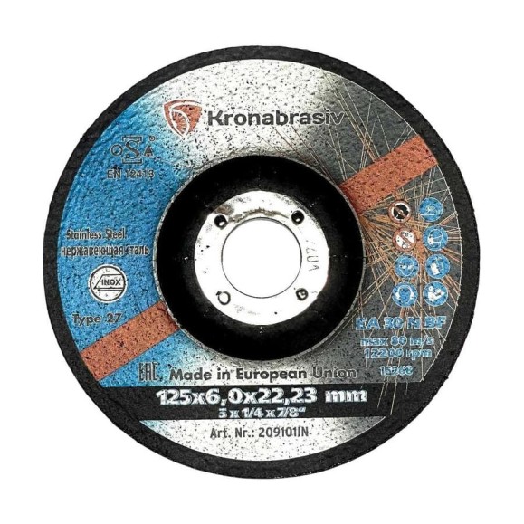 Диск зачистной KRONABRASIV 125x6.0x22.23 ECO, INOX 209101IN