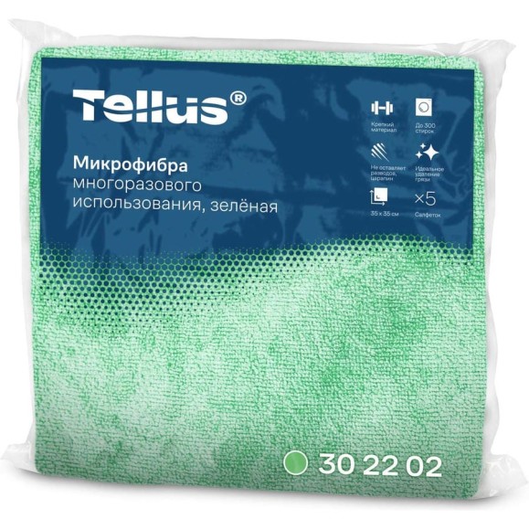 Микрофибра многоразового использования Tellus (TORK) арт зелёный 5 шт в упак 26220 302202