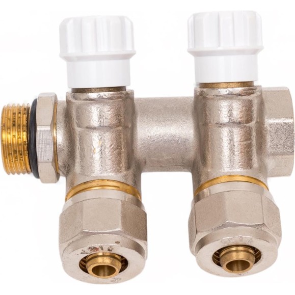 Коллектор AV Engineering с отсекающими вентилями, 3/4x2 выхода 16x2 AVE1132002 Коллектор AV Engineering с отсекающими вентилями, 3/4x2 выхода 16x2 AVE1132002