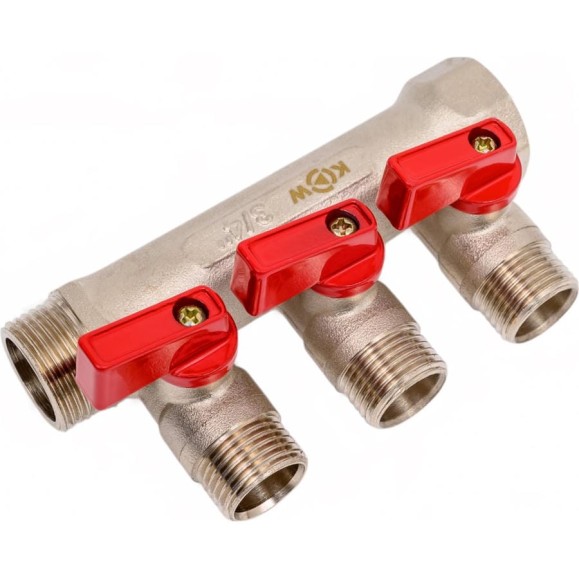 Коллектор KROMWELL с отсекающими шаровыми кранами 3 выхода 3/4" x 1/2" EU.ST3042135 3x34x12_k