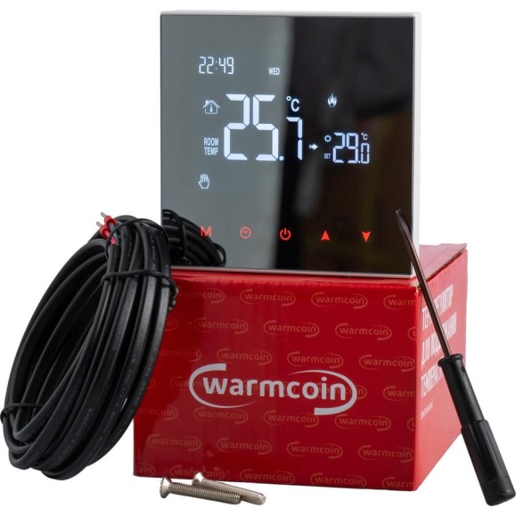 Терморегулятор программируемый c Wi-Fi Warmcoin W200 Mirror белый W200_WIFI_белый_зерк