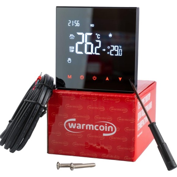 Терморегулятор программируемый c Wi-Fi Warmcoin W200 Mirror черный W200_WIFI_черн_зерк