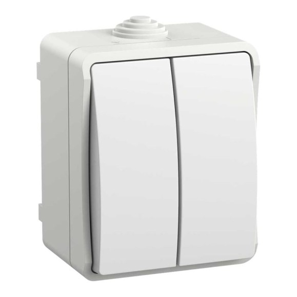Выключатель IEK FORS 2-кл. о/у IP54 ВС20-2-0-ФБ бел. EVS20-K01-10-54-DC