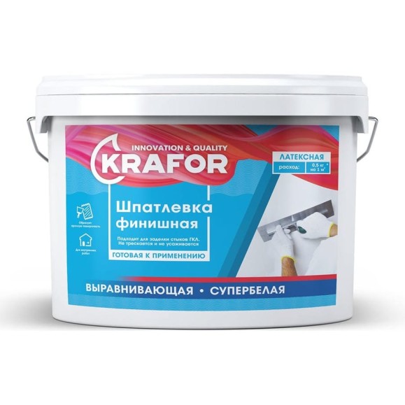 Шпатлевка латексная финишная выравнивающая KRAFOR 5 кг 276503