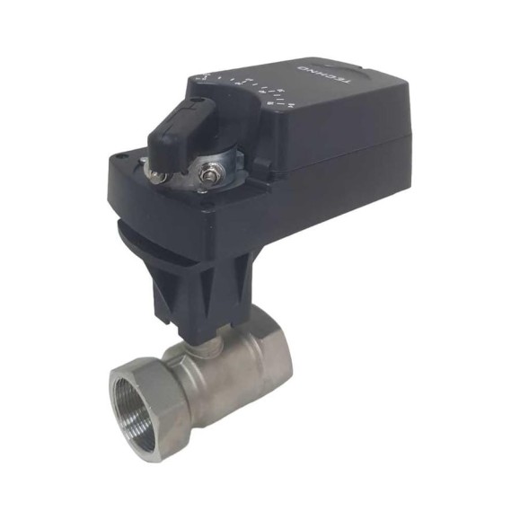 Двухходовой шаровый кран TECHNO HKS240-08DF/24V из нержавеющей стали 304, DN40, резьба G1-1/2, с электроприводом 8 Нм, 24 В, управление открыто/закрыто 660401 Двухходовой шаровый кран TECHNO HKS240-08DF/24V из нержавеющей стали 304, DN40, резьба G1-1/2, с электроприводом 8 Нм, 24 В, управление открыто/закрыто 660401