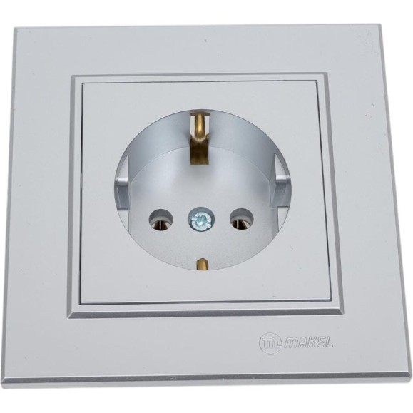 Розетка MAKEL 1-м СП Karea 16А IP20 с/з серебристый 56065028 Розетка MAKEL 1-м СП Karea 16А IP20 с/з серебристый 56065028