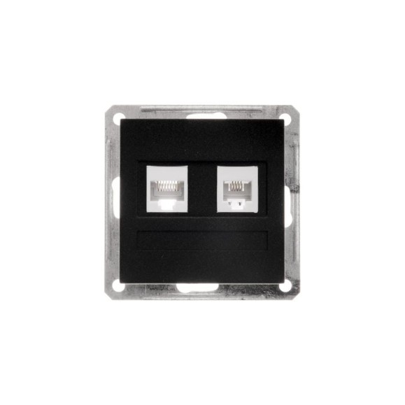 Розетка двойная RJ11+RJ45 Systeme Electric W59 160В, 1А, кат.5Е, механизм, ЧЕРНЫЙ БАРХАТ RSI-251TK5E-6-86