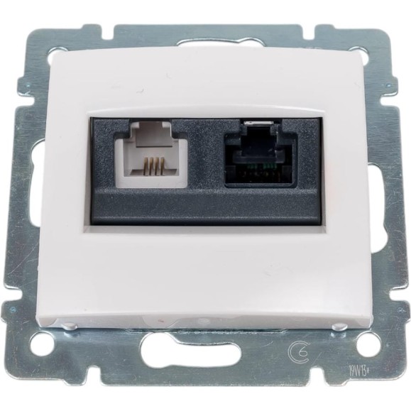 Розетка Legrand двойная RJ11+RJ45 категория 5e UTP Legrand Valena белый 770080 Розетка Legrand двойная RJ11+RJ45 категория 5e UTP Legrand Valena белый 770080