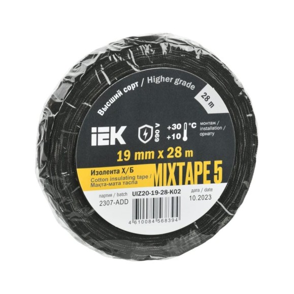 Изолента IEK MIXTAPE 5 Х/Б 19мм 28м UIZ20-19-28-K02