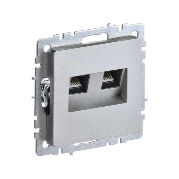 Двойная компьютерная розетка rj45 IEK Brite рк10-2-бра категория 5e, алюминий BR-K20-1-K47