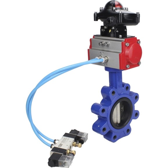 Затвор DN.ru QT450-QT450-NBR-2W-Fb-H Ду50 Ру16 LUG пн.привод, пн.распределитель, БКВ D050-50657