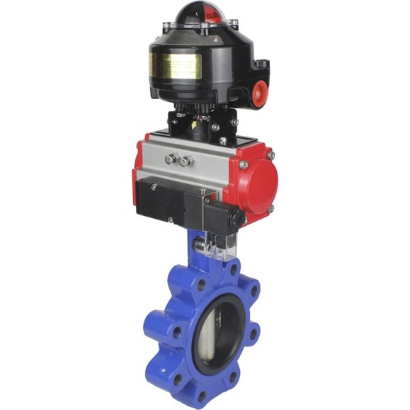Затвор DN.ru QT450-304-EPDM-2W-Fb-H Ду125 Ру16 LUG пн.привод, пн.распределитель, БКВ D050-52521