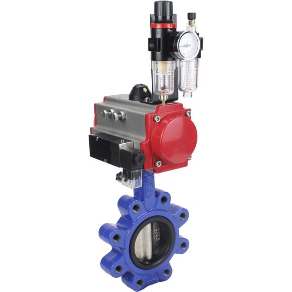 Затвор DN.ru QT450-304-NBR-2W-Fb-H Ду150 Ру16 LUG пн.привод, пн.распределитель, БПВ D050-52117