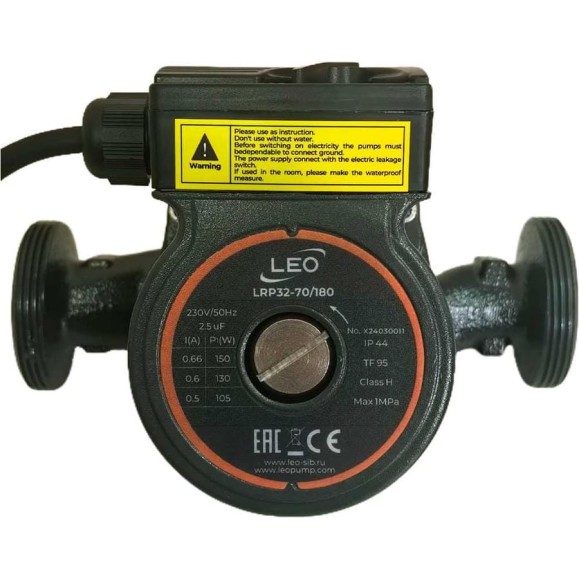 Циркуляционный насос LEO LRP 32-70/180, 105/130/150 Вт, 220В, Q 37/50/67 лмин, Hmax 5.2/6/6.3 м 1093
