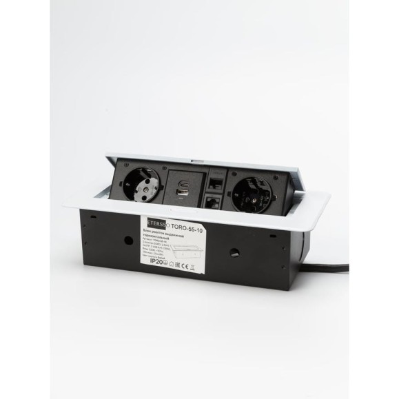 Встраиваемая выдвижная розетка Inrior на 2 ЕВРО, 2 USB и 2 RJ45 ETERSSO TORO-55-10 Встраиваемая выдвижная розетка Inrior на 2 ЕВРО, 2 USB и 2 RJ45 ETERSSO TORO-55-10