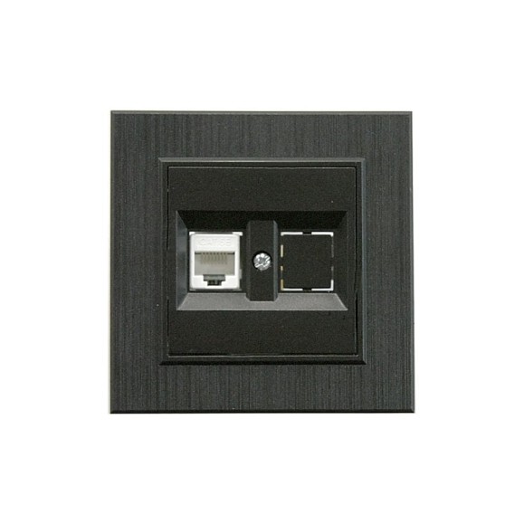 Розетка компютерная MAKEL CAT5 + гнездо СП KAREA LINE STAR IP20, черная 86054035
