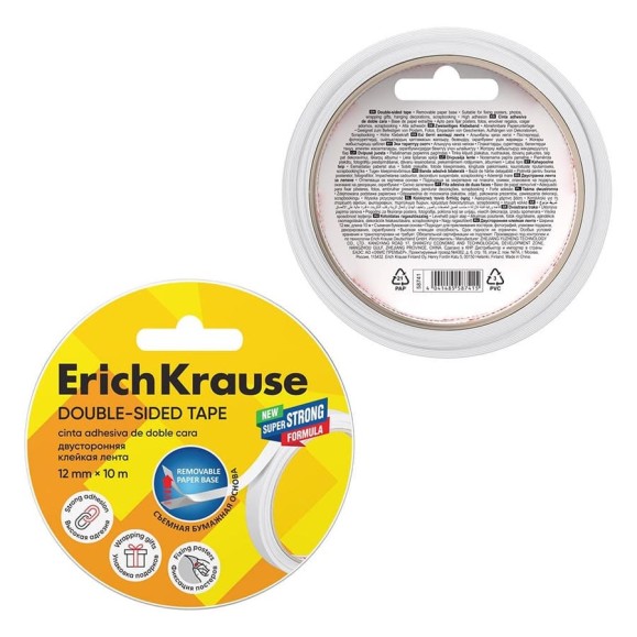 Двусторонняя клейкая лента ErichKrause прозрачная, 12ммх10м 19447 Двусторонняя клейкая лента ErichKrause прозрачная, 12ммх10м 19447