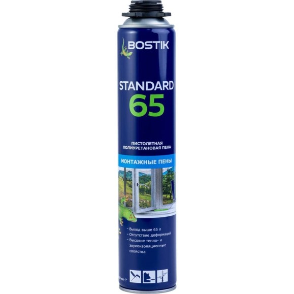 Пена пистолетная полиуретановая Bostik Standard 65 800 мл 20020009 Пена пистолетная полиуретановая Bostik Standard 65 800 мл 20020009
