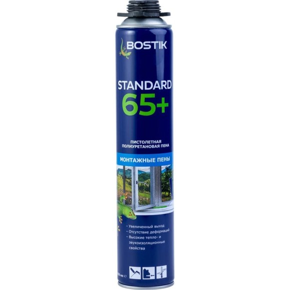 Пена пистолетная полиуретановая Bostik Standard 65+ 850 мл 20020019 Пена пистолетная полиуретановая Bostik Standard 65+ 850 мл 20020019