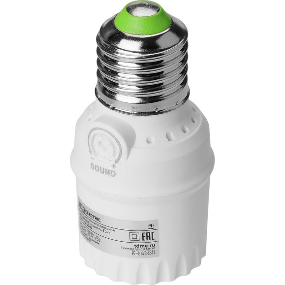Датчик оптико-акустический TDM ELECTRIC ДОА-Пт-01 (в цоколь Е27) 230 В, 100 Вт, 30 сек, 40 лк, 50-80 дБ, IP20 TDM SQ0324-0202