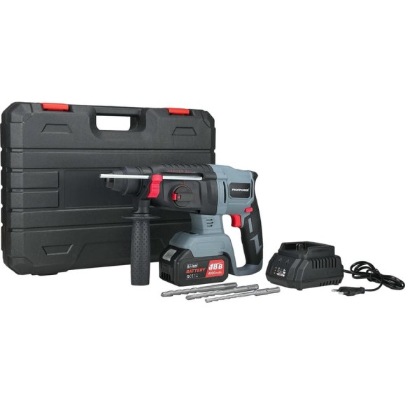 Аккумуляторный перфоратор беcщеточный Profipower MKDHR-18V (Li-ion-1шт, 4.0Ач, 1,9Дж, 3 режима, З/У, кейс) T0058 Аккумуляторный перфоратор беcщеточный Profipower MKDHR-18V (Li-ion-1шт, 4.0Ач, 1,9Дж, 3 режима, З/У, кейс) T0058