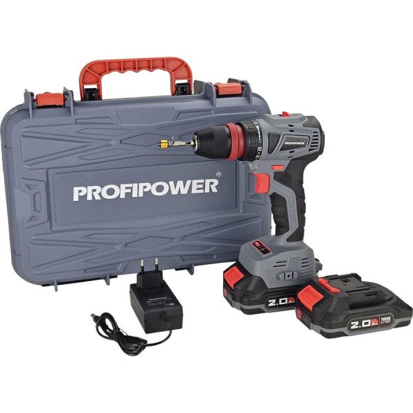 Аккумуляторный бесщеточный шуруповерт Profipower MKBL-18BM Li-ion-2шт, 18В, 2.0Ач, съемный патрон, З/У, 0.8-10 мм, кейс T0057