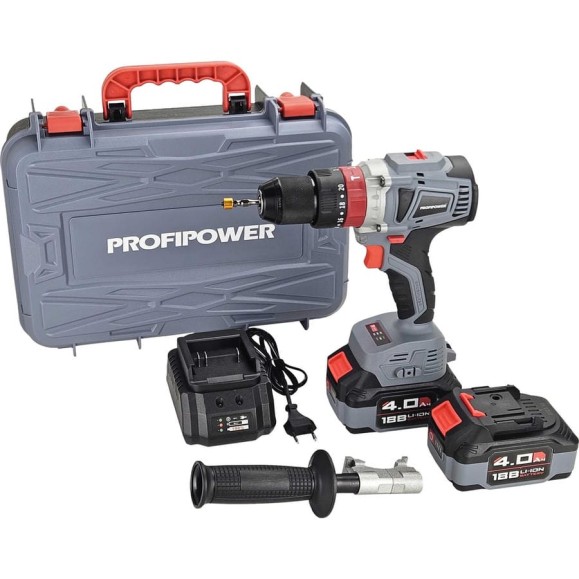Аккумуляторная дрель бесщеточная ударная Profipower MKDHP-20V (Li-ion-2шт, 4.0Ач, 90Нм, 2 скорости, З/У, кейс) E0087M1 Аккумуляторная дрель бесщеточная ударная Profipower MKDHP-20V (Li-ion-2шт, 4.0Ач, 90Нм, 2 скорости, З/У, кейс) E0087M1