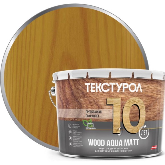 Деревозащитное средство на водной основе Текстурол WOOD AQUA MATT тик 10л Лк-00008238 Деревозащитное средство на водной основе Текстурол WOOD AQUA MATT тик 10л Лк-00008238