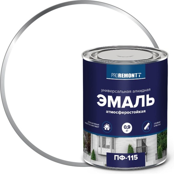 Эмаль PROREMONTT ПФ-115 белая, матовая, 0.9 кг Лк-00009790 Эмаль PROREMONTT ПФ-115 белая, матовая, 0.9 кг Лк-00009790