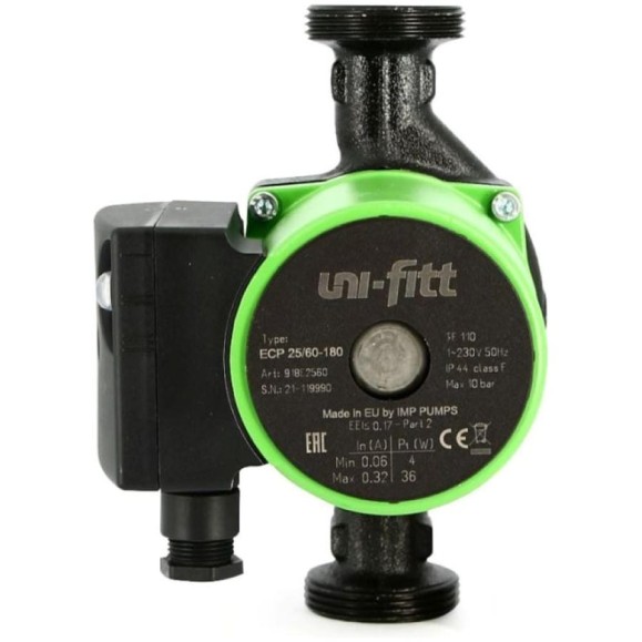Насос циркуляционный энергоэффективный Uni-Fitt ECP 25/80 180 с гайками 918E2580