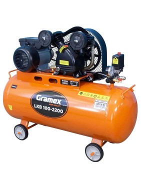 Воздушный компрессор GRAMEX LKB 100-2200 400л/мин, объем100л, 2.2кВт, 8бар, 2850об/мин 020079