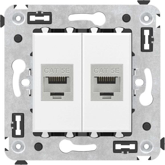 Компьютерная розетка DKC RJ 45, без шторки, в стену, кат.5e, двойная, экранированная, Avanti, Белое облако, 1 шт. 4400764