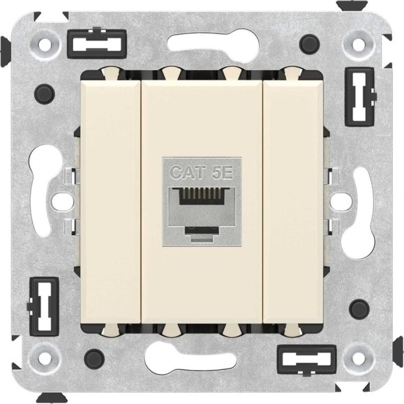 Компьютерная розетка DKC RJ 45, без шторки, в стену, кат.5e, одинарная, экранированная, Avanti, Ванильная дымка, 1 шт. 4405763