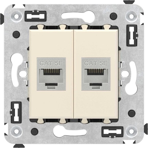 Компьютерная розетка DKC RJ 45, без шторки, в стену, кат.5e, двойная, экранированная, Avanti, Ванильная дымка, 1 шт. 4405764 Компьютерная розетка DKC RJ 45, без шторки, в стену, кат.5e, двойная, экранированная, Avanti, Ванильная дымка, 1 шт. 4405764