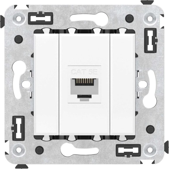 Компьютерная розетка DKC RJ 45, без шторки, в стену, кат.5е, одинарная, Avanti, Белое облако, 1 шт. 4400663