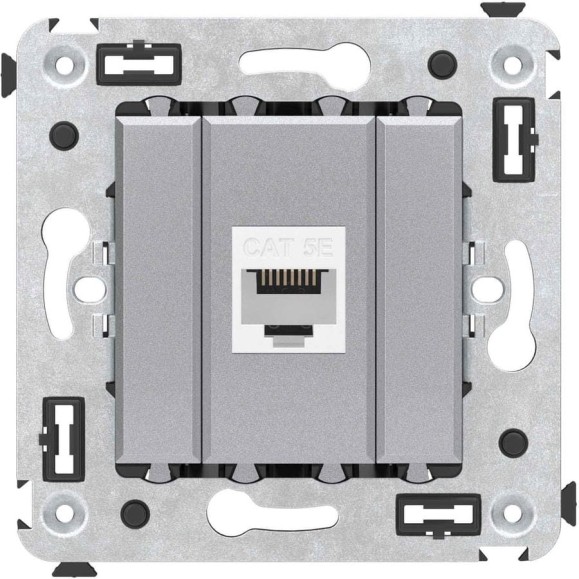 Компьютерная розетка DKC RJ 45, без шторки, в стену, кат.5е, одинарная, Avanti, Закаленная сталь, 1 шт. 4404663