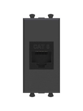 Компьютерная розетка DKC RJ 45, без шторки, модульная, кат.6, Avanti, Черный матовый, 1 модуль, 1 шт. 4412691