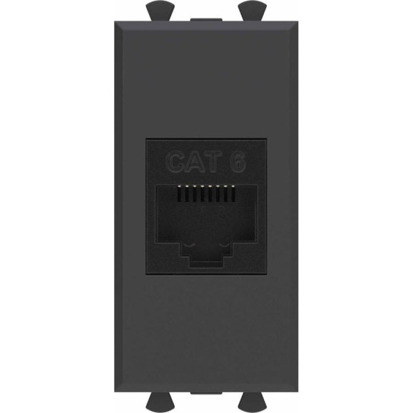 Компьютерная розетка DKC RJ 45, без шторки, модульная, кат.6, Avanti, Черный матовый, 1 модуль, 1 шт. 4412691 Компьютерная розетка DKC RJ 45, без шторки, модульная, кат.6, Avanti, Черный матовый, 1 модуль, 1 шт. 4412691