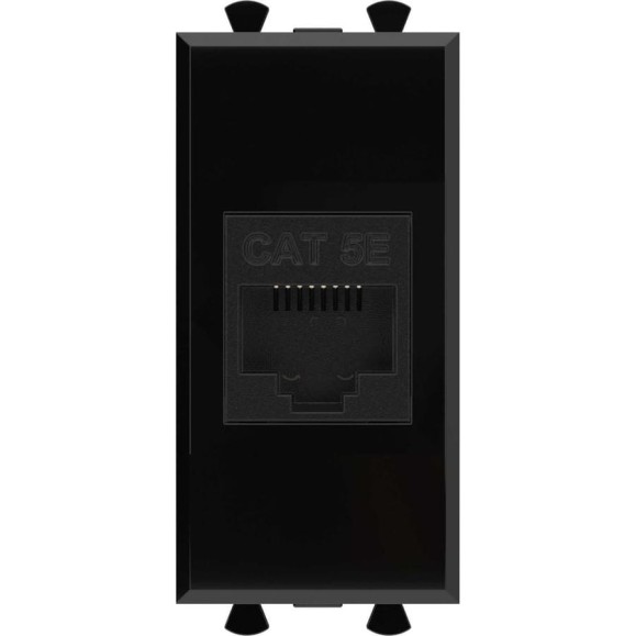 Компьютерная розетка DKC RJ 45, без шторки, модульная, кат.5е, Avanti, Черный квадрат, 1 модуль, 1 шт. 4402661 Компьютерная розетка DKC RJ 45, без шторки, модульная, кат.5е, Avanti, Черный квадрат, 1 модуль, 1 шт. 4402661