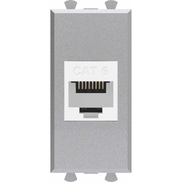 Компьютерная розетка DKC RJ 45, без шторки, модульная, кат.6, Avanti, Закаленная сталь, 1 модуль, 1 шт. 4404691