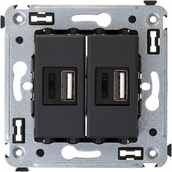 USB зарядное устройство DKC в стену, Avanti, Черный матовый, 2.1 А 1 ШТ 4412543 USB зарядное устройство DKC в стену, Avanti, Черный матовый, 2.1 А 1 ШТ 4412543