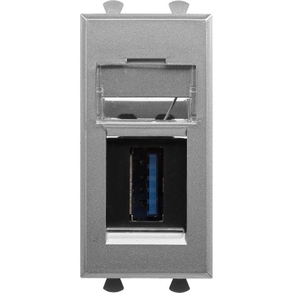 Розетка DKC USB 3.0 модульная, тип А А, Avanti, Закаленная сталь, 1 модуль 1 ШТ 4404301