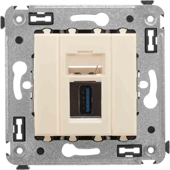 Розетка DKC USB 3.0 одинарная в стену, тип А А, Avanti, Ванильная дымка 1 ШТ 4405303