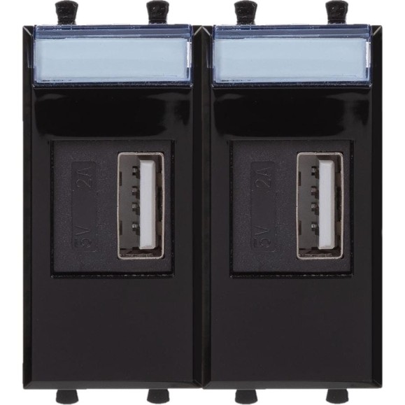 USB зарядное устройство DKC модульное, Avanti, Черный квадрат, 2 модуля, 2.1 А 1 ШТ 4402542