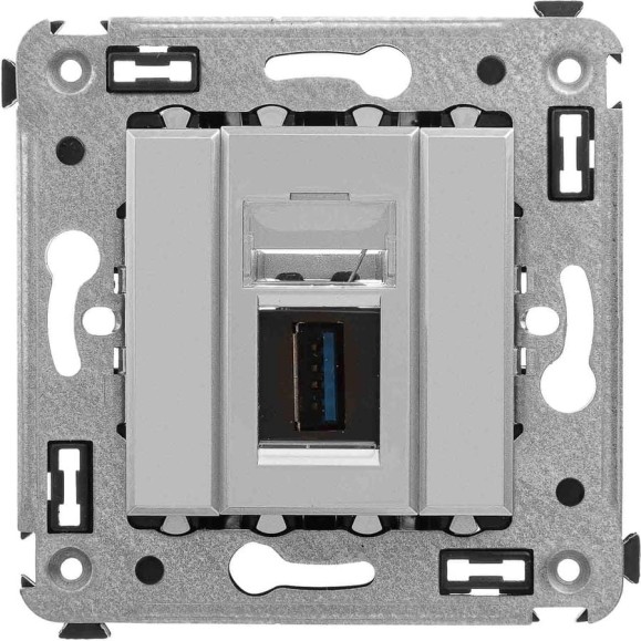 Розетка DKC USB 3.0 одинарная в стену, тип А А, Avanti, Закаленная сталь 1 ШТ 4404303