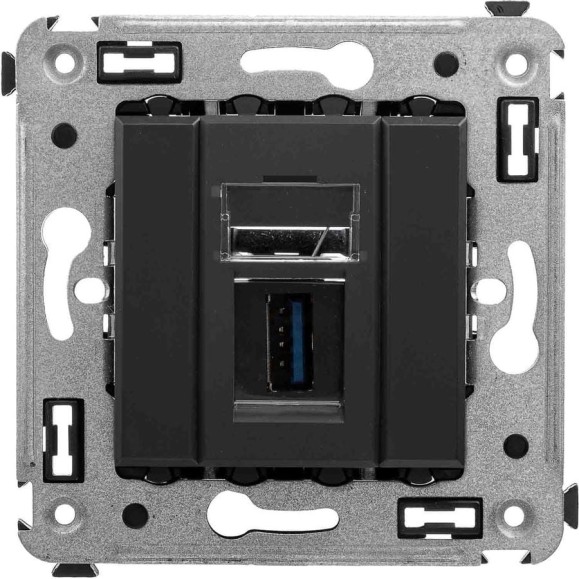 Розетка DKC USB 3.0 одинарная в стену, тип А А, Avanti, Черный матовый 1 ШТ 4412303 Розетка DKC USB 3.0 одинарная в стену, тип А А, Avanti, Черный матовый 1 ШТ 4412303